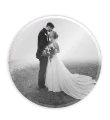 16-inch round wedding mirror with an optimized image (fading background).